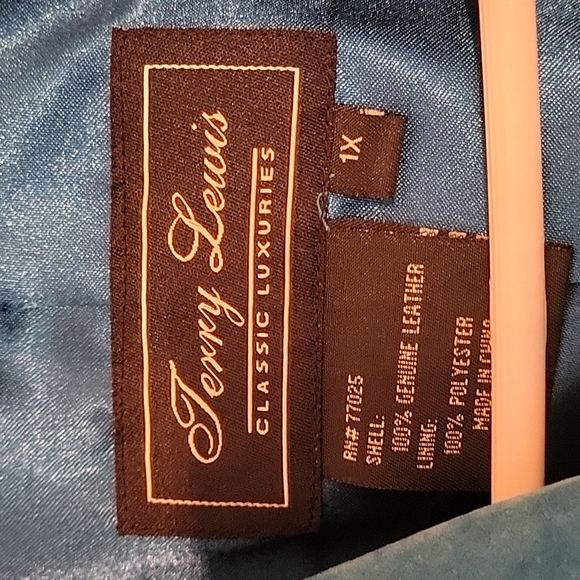 Terry Lewis Blue 100% Genuine Leather Jacket! Size 1X - Picture 3 of 7